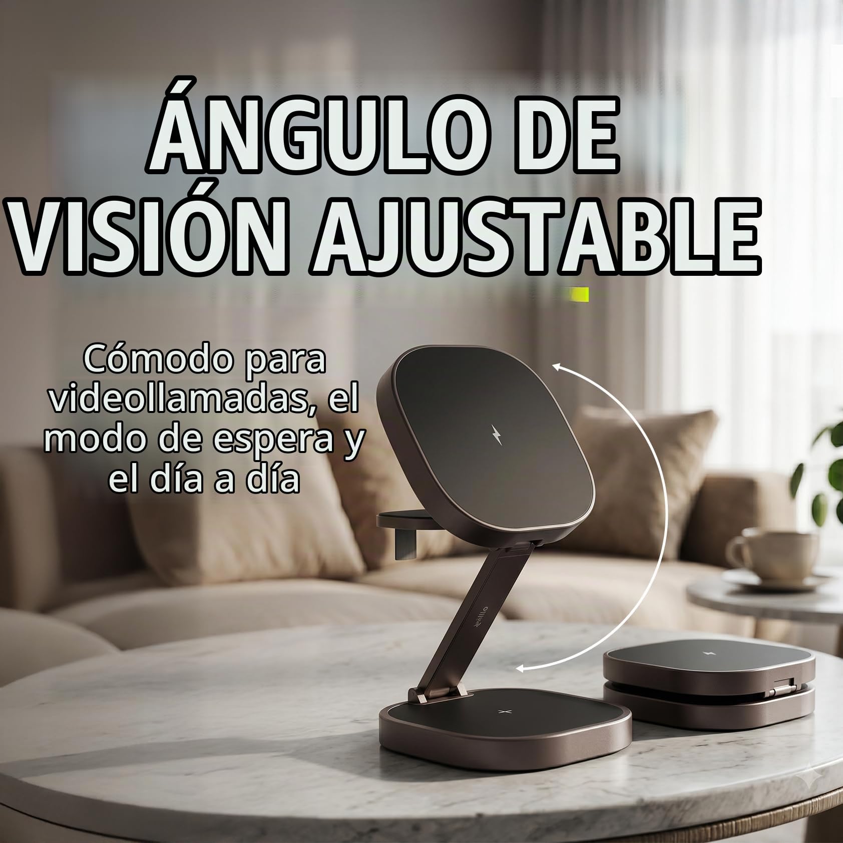 Cargador 3 en 1 de 25 W – Base de Carga inalámbrica Plegable para iPhone, Apple Watch & AirPods – Mini Soporte de Carga inalámbrica con LED y USB-C – Compatible con Qi & MagSafe – Grafito