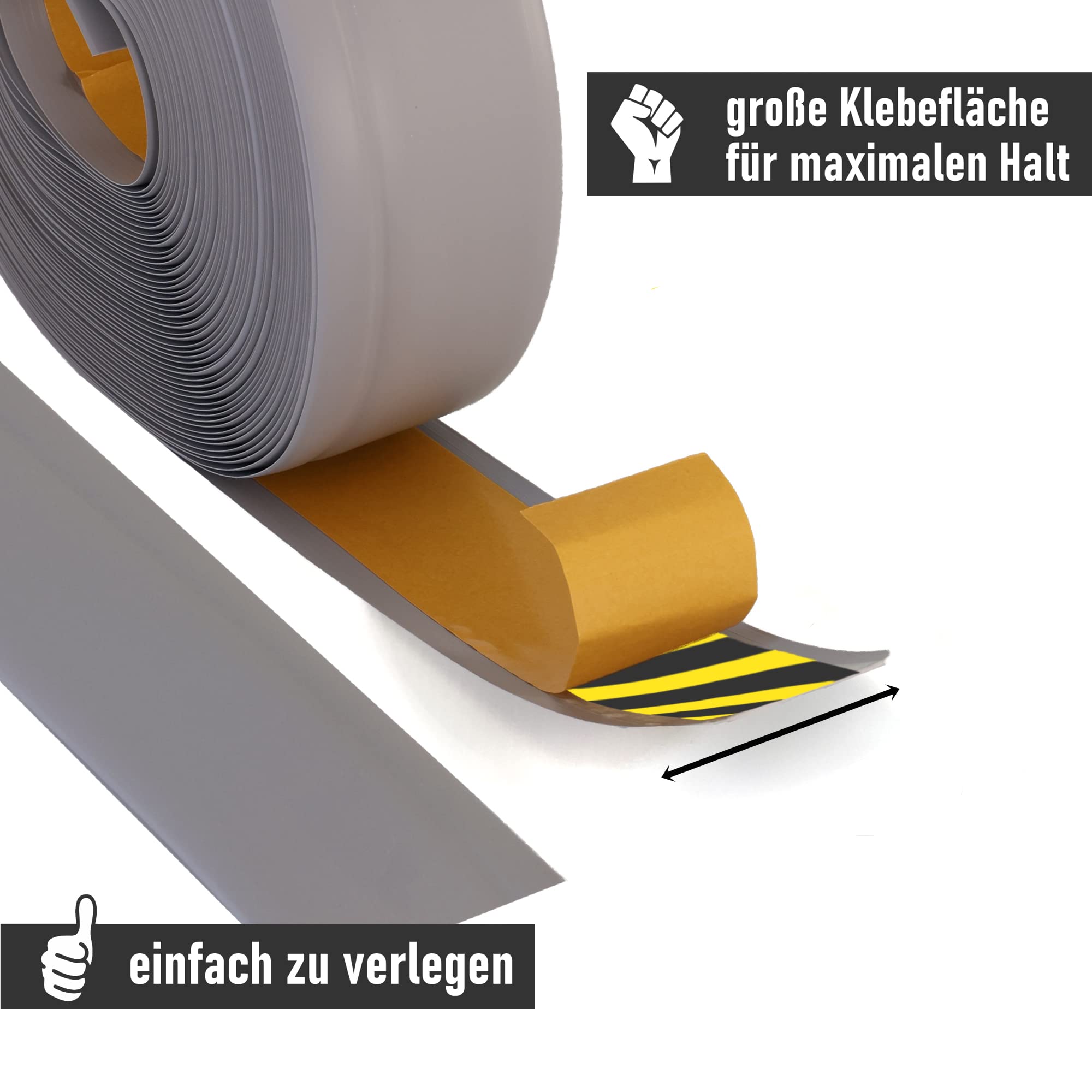 Sockelleiste LEMODO - 50 x 15 mm (Länge: 25 m, Farbe: hellgrau) - Fußleisten zuschneidbar – Weichsockelleiste selbstklebend aus PVC – Abschlussleiste Küchenarbeitsplatte, Bad, Arbeitsplatte etc.