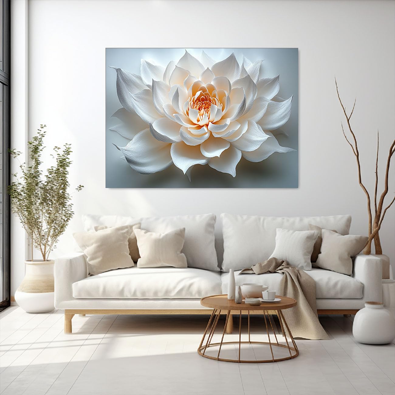 TODOAA Cuadro Abstracto Lienzo Plantas naturales flores blanco y negro Cuadros Decoracion Salon Lienzo, Dormitorios Para Comedor Pasillo Cocina Y Baño（Blanco-80x120cm Sin marco