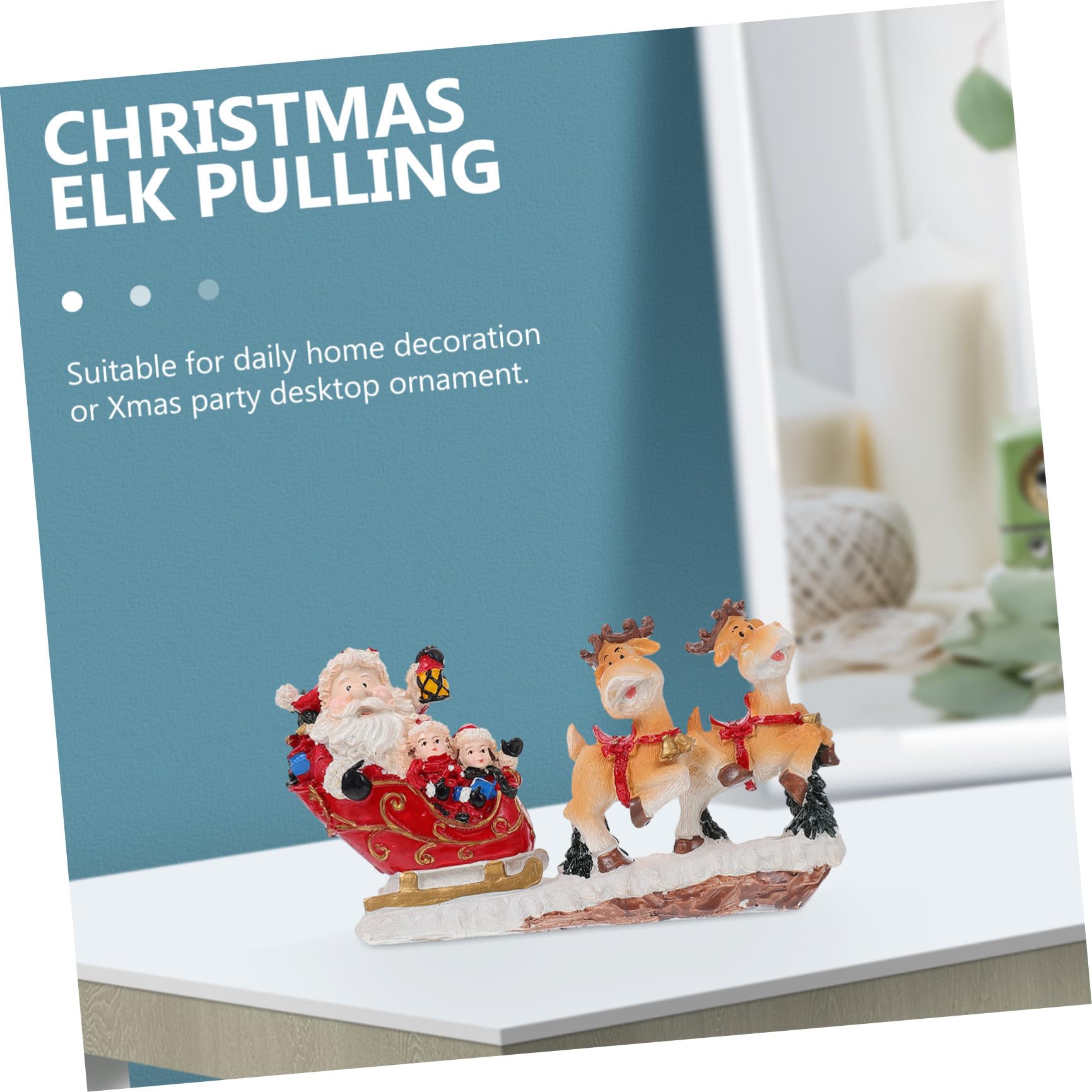 Didiseaon 3 Stück Weihnachtsdeko Elchwagen aus Kunstharz, Cartoon Figur