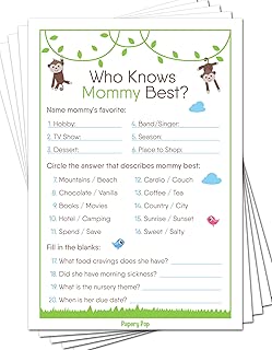 Who Knows Mommy Best Game Cards (Pack of 50) - Baby Shower Games Ideas for Boy or Girl - Gender Neutral - Party Activities Supplies - Safari Jungle Zoo Animals - coolthings.us