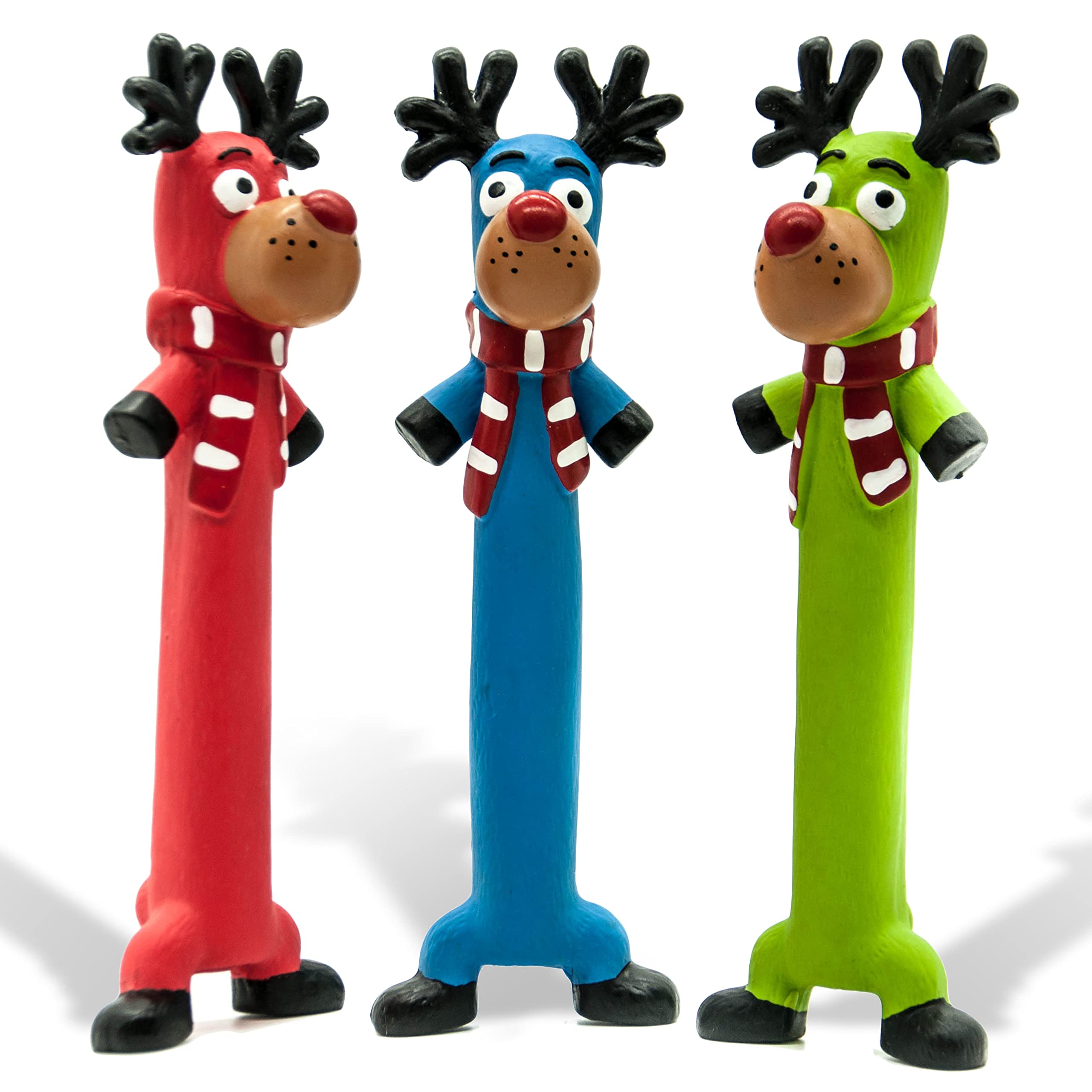 Petopedia 10 inches Long Squeaky Reindeer Rudolph Teething LATEX Puppy Toys, Fetch Interactive Dog Gifts for Boredom