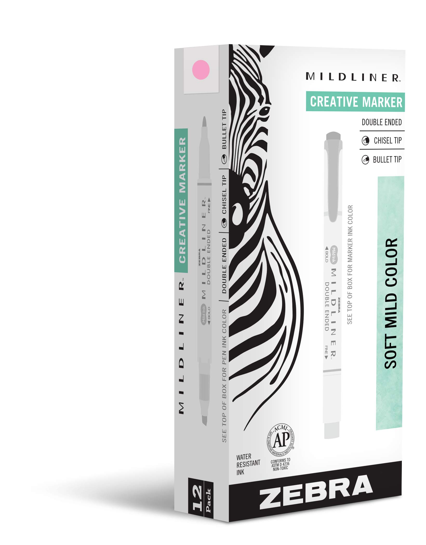 Zebra Mildliner Double-Ended Highlighter, Pink