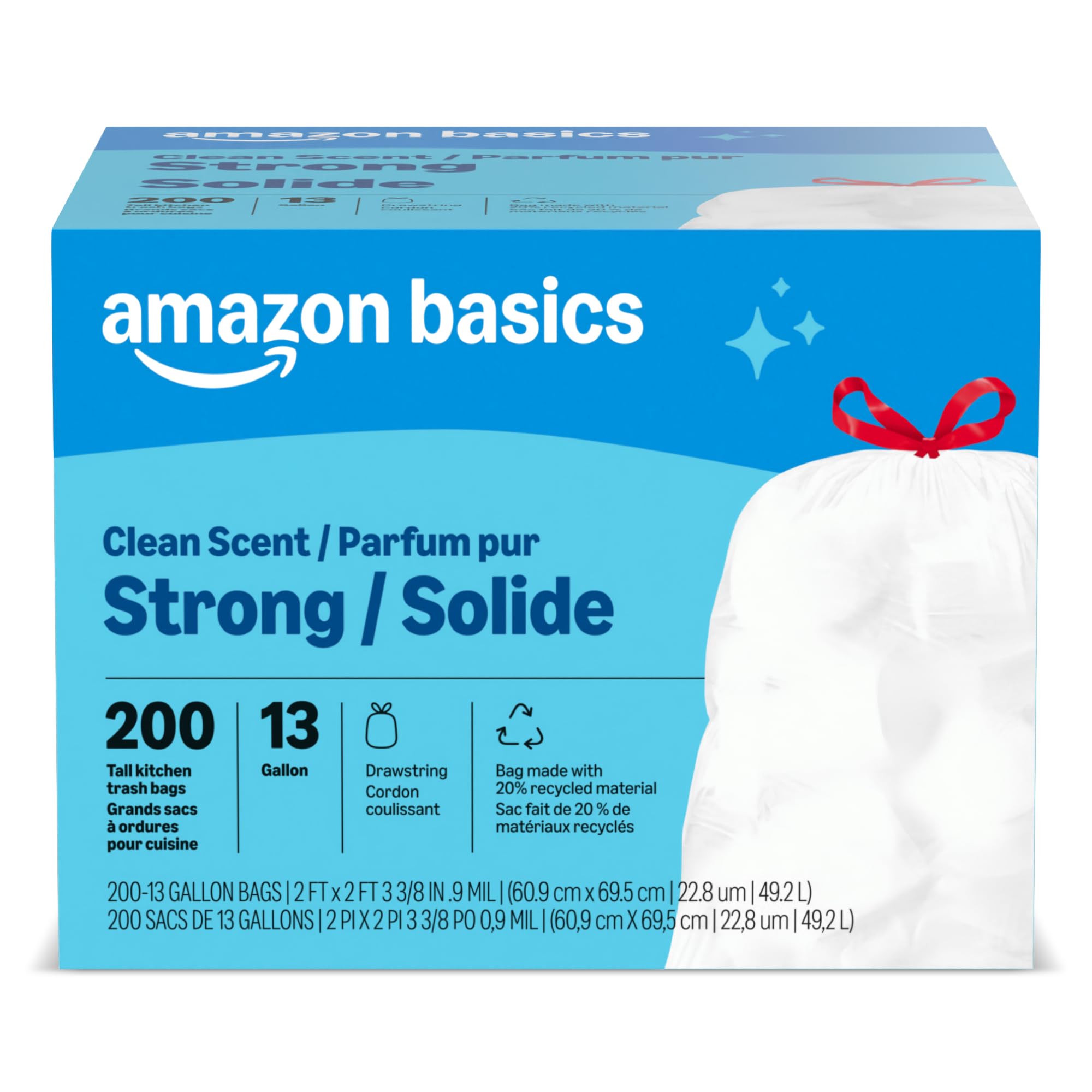 Photo 1 of Amazon Basics 13 Gallon White Trash Bags