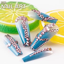 One Pack 2000 Pcs of Flatback Round Pale Purple Rhinestones 6 Sizes (1.5-6 mm) with Nail Art Rhinestone Picker Pencil and Tweezer for DIY and Salon Use