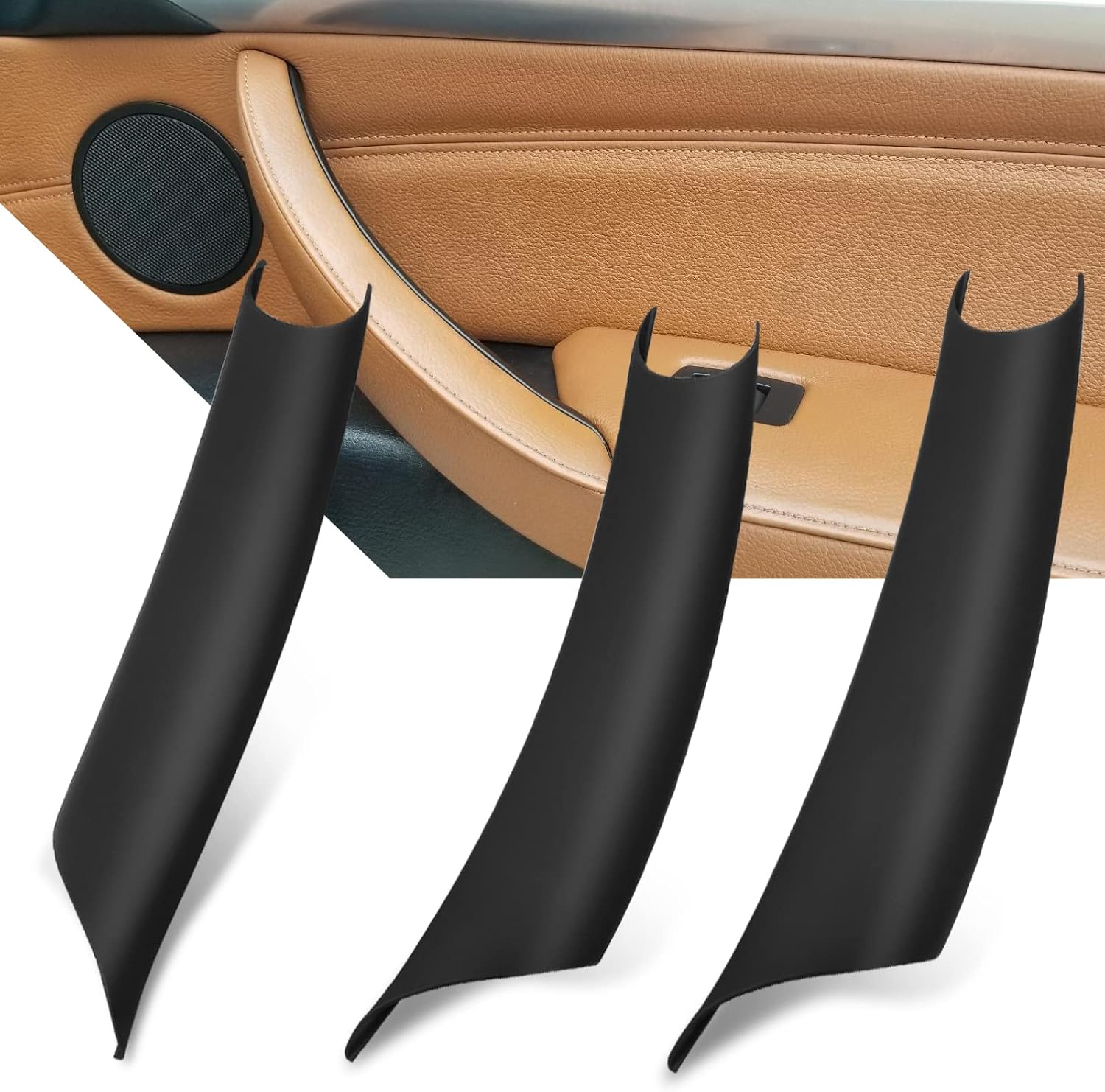 Jaronx for BMW X5 X6 Genuine Leather Door Handle Outer Cover Replacement, Door Handle Leather Cover for Passenger Side/Right Side Inner Panel (Fits:BMW X5 E70/E70 LCI and X6 E71/E72)