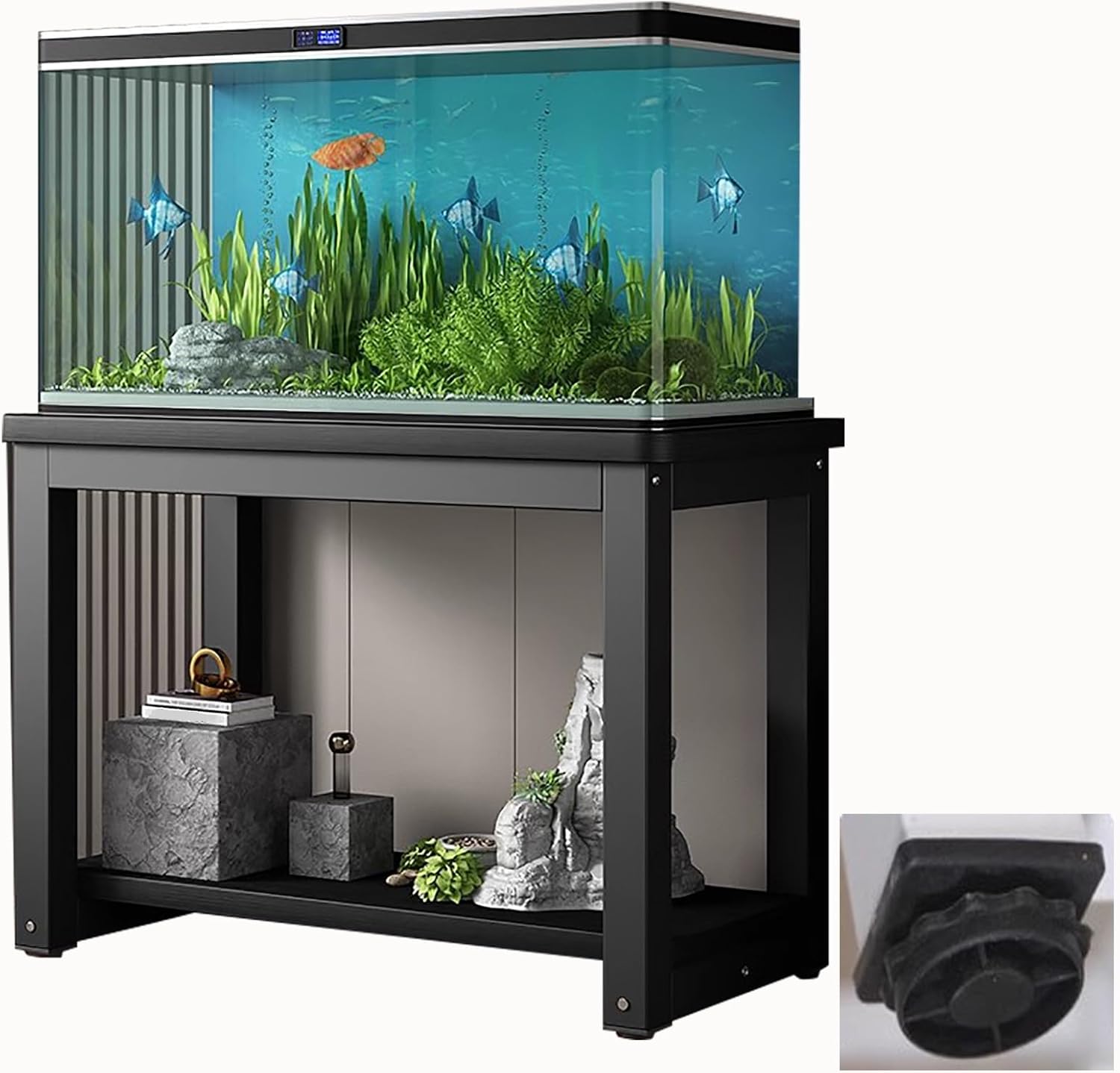 Fish Tank Stand Non-Slip Terrarium Tank Holder for Vivarium, Large Storage Shelves Bracket for 2 Insect Tanks, Multi-Tier Steel Breed Rack Holder for Bedroom Corner(Black,