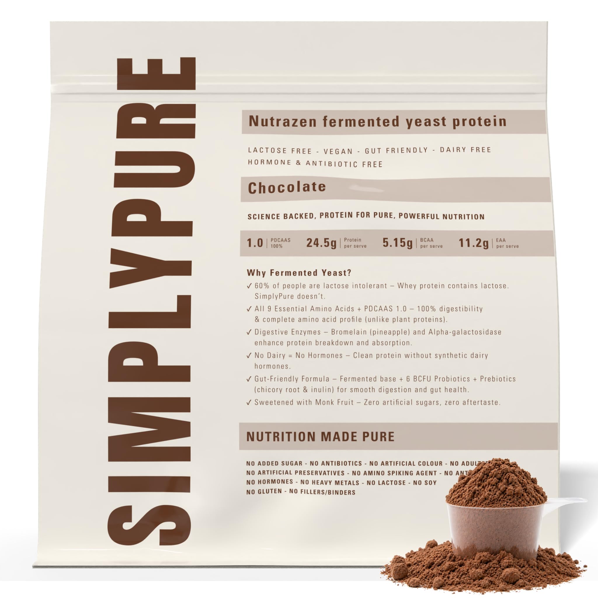 Nutrazen SimplyPure Fermented Yeast Protein Powder – Chocochino - 1kg | 24.7g Complete Protein | Muscle Recovery & Lean Muscle Support | Gym & Fitness Supplement for Men & Women | Vegan Protein Powder | PDCAAS 1.0 | With Probiotics & Digestive Enzymes — Amazon image 11