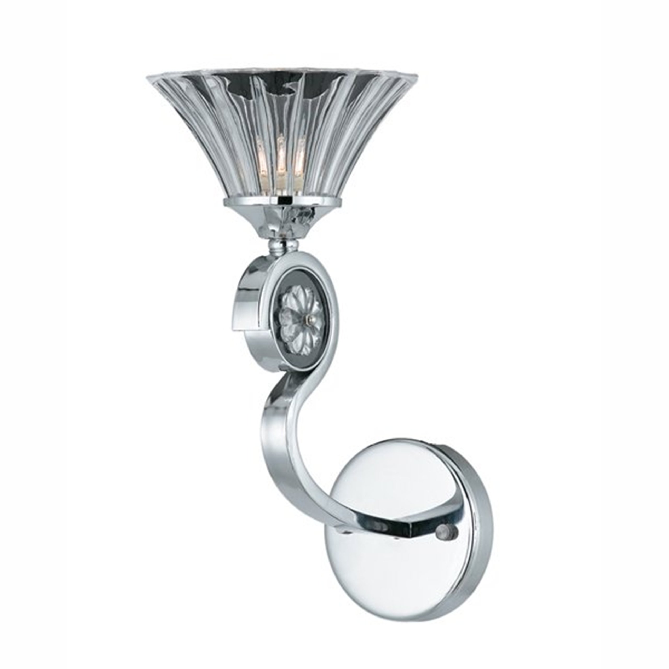 Triarch International Lighting 394101 Medallion Collection 1-Light Wall Sconce, Chrome Plated Finish with Black Nickel Accents and Crystal Glass