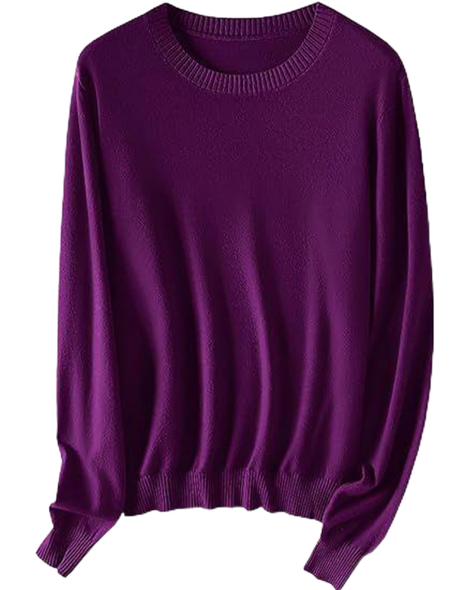 SANGTREE Womens Sweaters Classic Crew Neck Soft Touch Cotton Modal Tops
