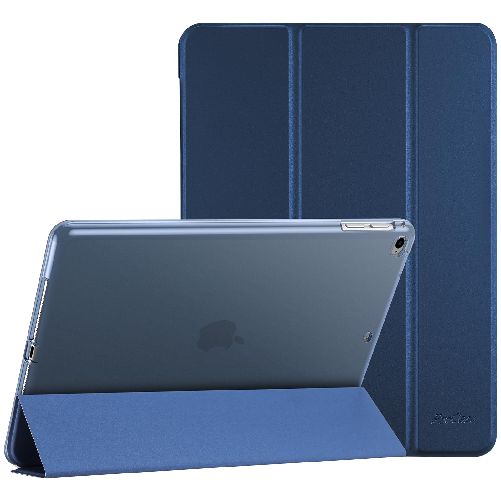 ProCase iPad 9.7 Case (6th/ 5th Generation, 2018/2017 Model), iPad Air 1/2, Slim Trifold Soft TPU Translucent Back Cover Smart Case -Darkblue