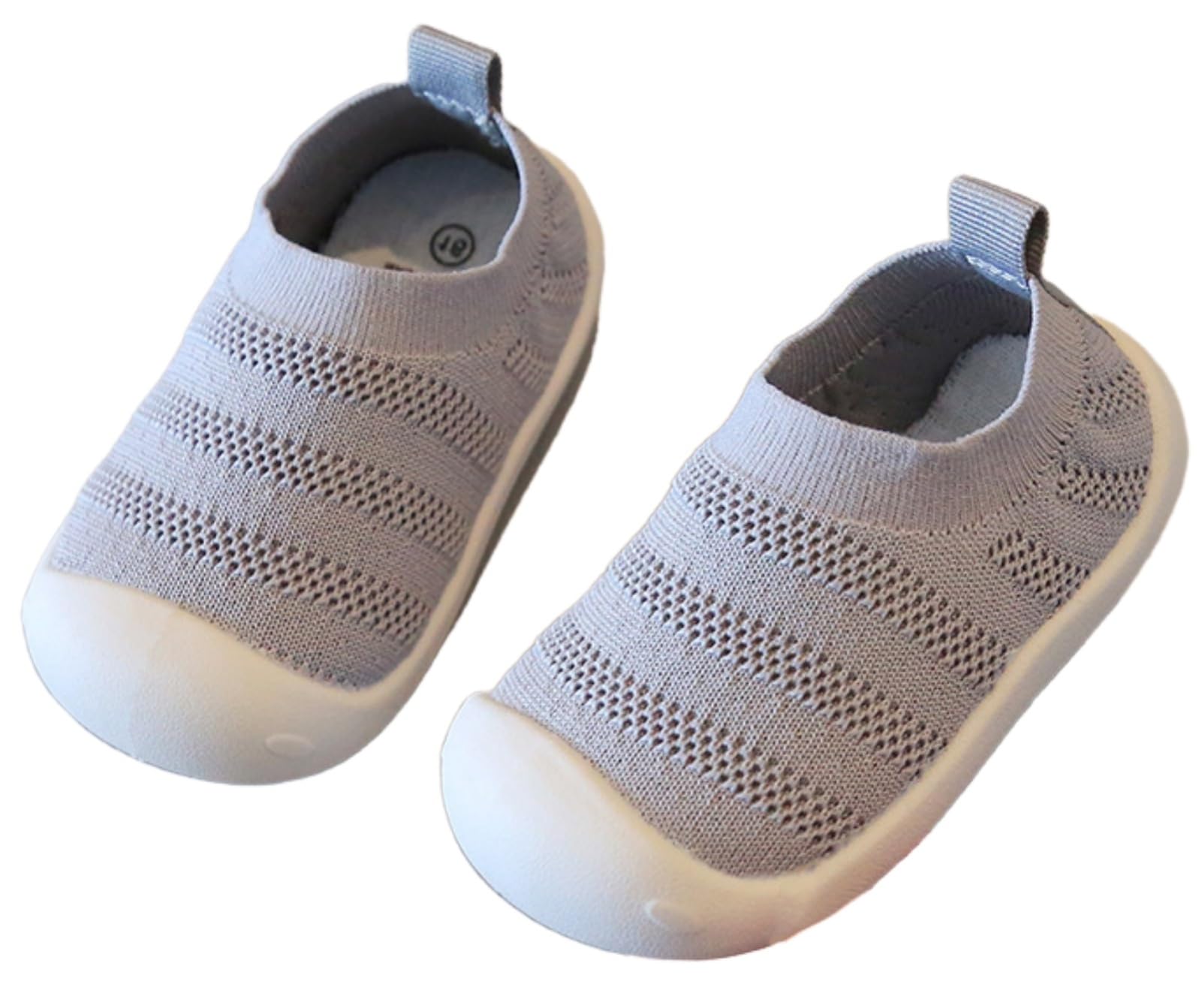 LLTMALL Baby First Walkers Shoes – Elastic Mesh Slip-On Sock Sneakers with Non-Slip Sole, Breathable Soft Sole for Infants Learning to Walk Grey 6-9 Months Infant