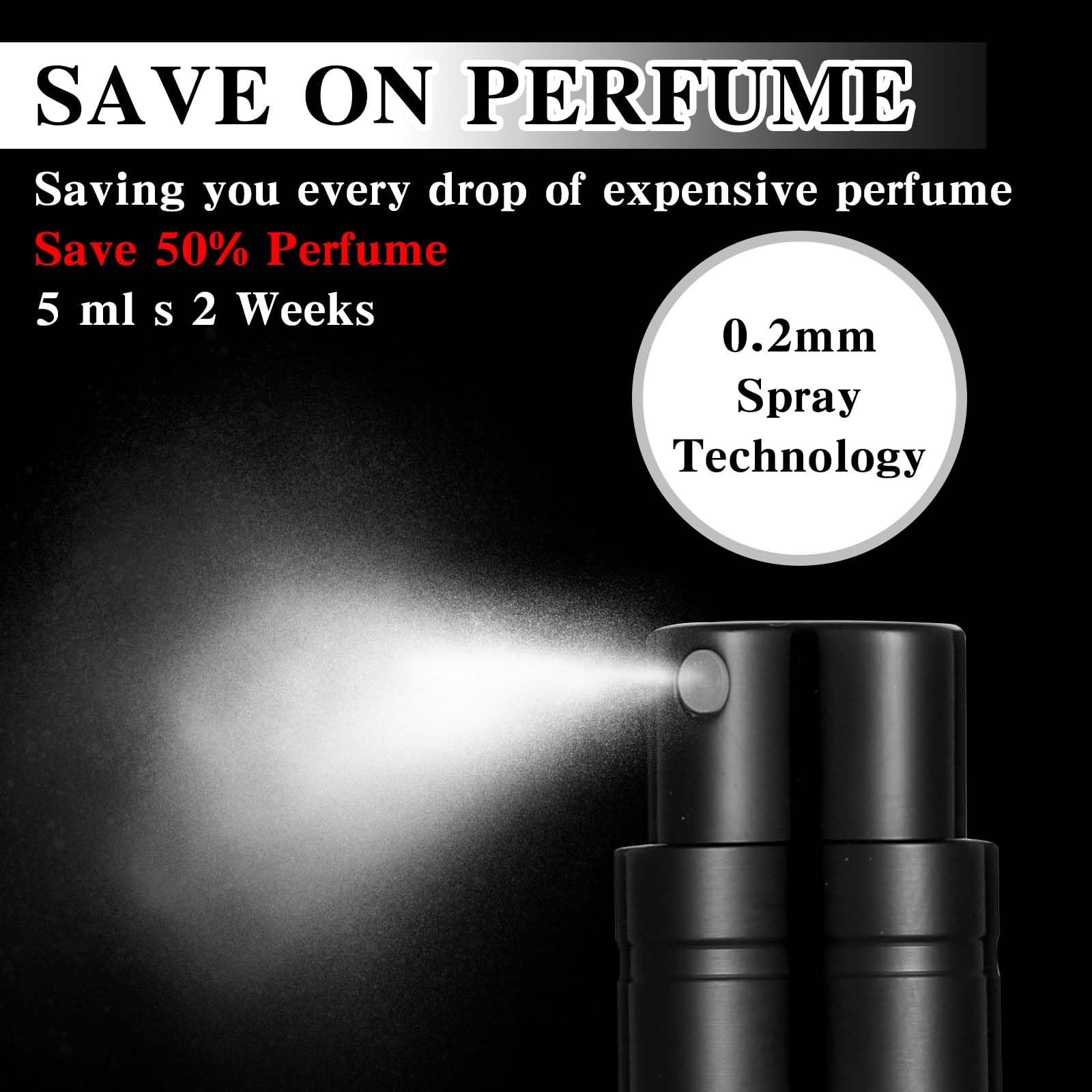 5 ml rozpylacz perfum wielokrotnego napełniania, 2 sztuki, rozpylacz, butelka z rozpylaczem, do wielokrotnego napełniania, na podróż, kolor czarny