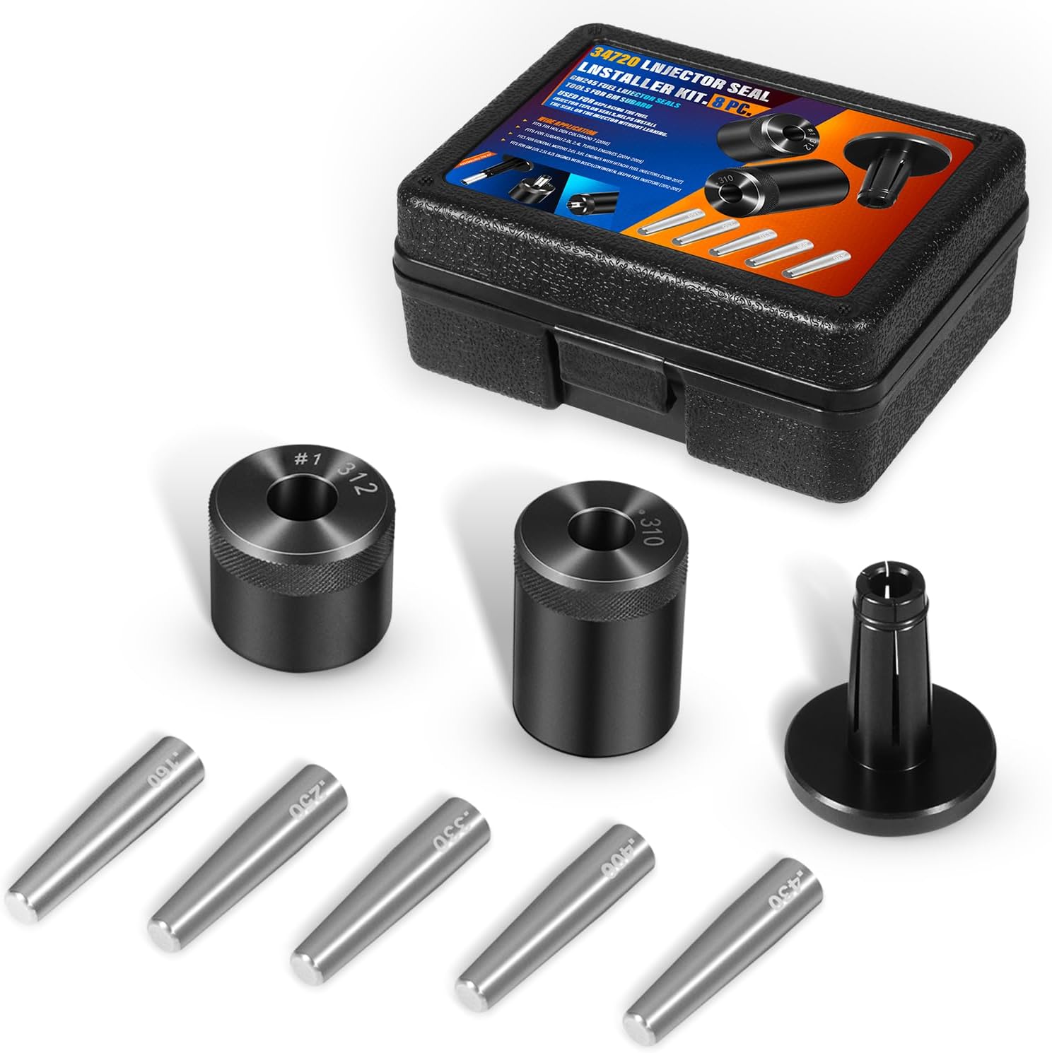 34720 Injector Seal Installer Kit Compatible with Ford, GM and Subaru Many Engines fit for Hitachi Bosch Continental Fuel Injectors Seals (8 PCS)