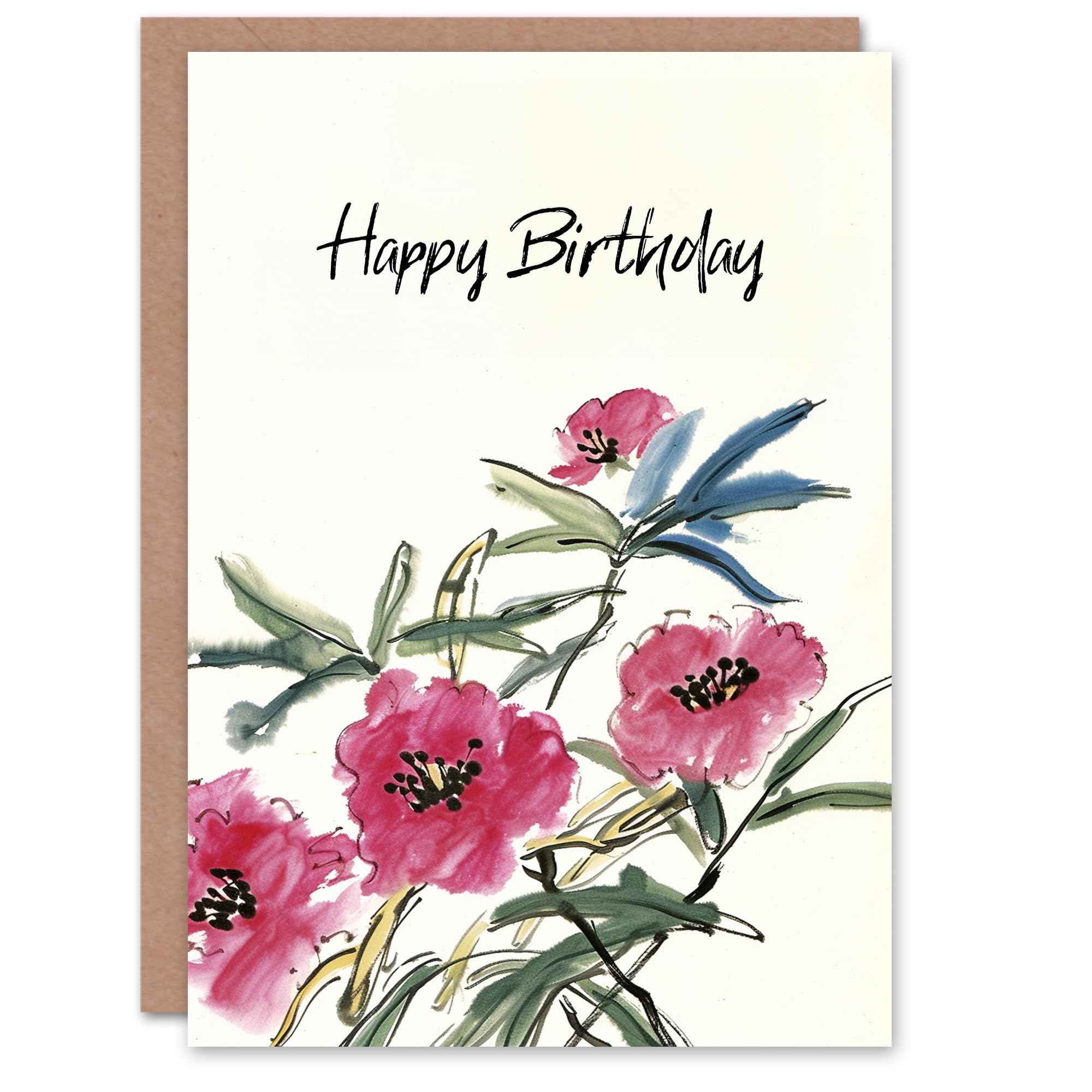 Artery8 Birthday Card Simple Wildflowers Watercolour Floral Painting For Her Gran Sister Niece Daughter Wife Woman Greeting Card