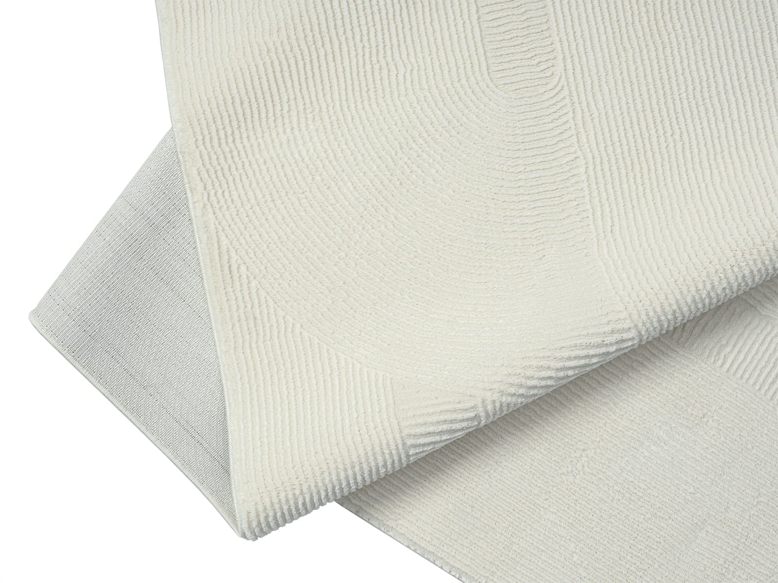 the carpet Lima Tappeto di design sostenibile ed ecologico, morbido e facile da pulire, effetto 3D, lavabile, pile 100% poliestere riciclato, crema, 160 x 230 cm