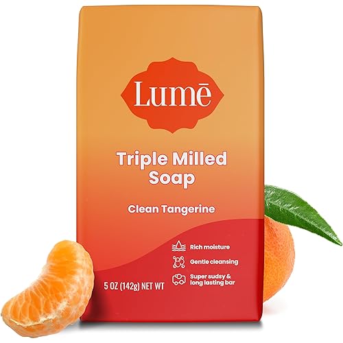 Lume Triple Milled Bar Soap - Rich Moisture & Gentle Cleansing - Paraben Free, Phthalate Free, Skin Safe - 5 ounce (Clean Tangerine)