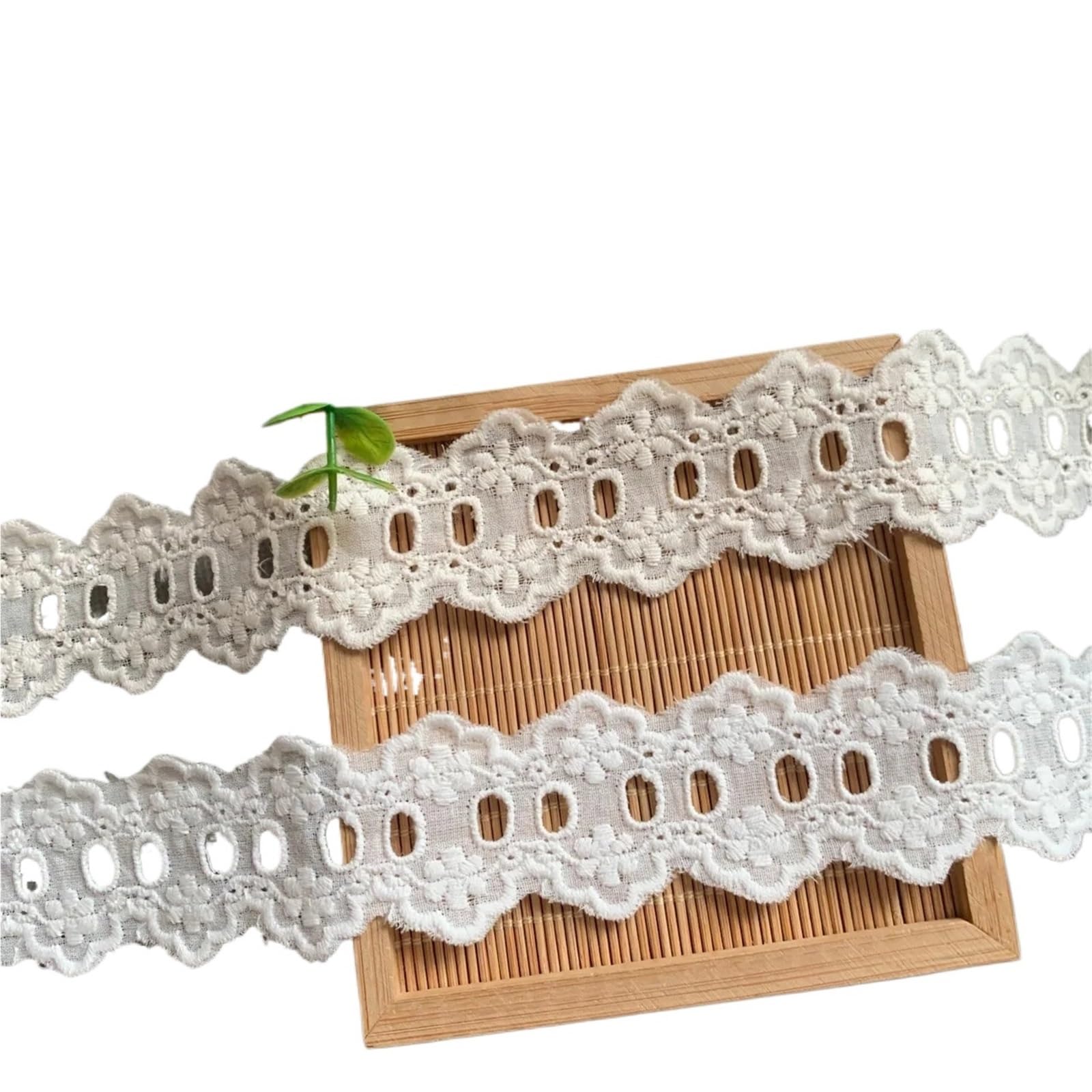 Cinta De Encaje De Algodón Con Ojales 5 yardas 3,4 cm de ancho flor algodón encaje decoración ropa bordado hueco puro puede pasar cinta perforada(Paper white,14-15yards price)