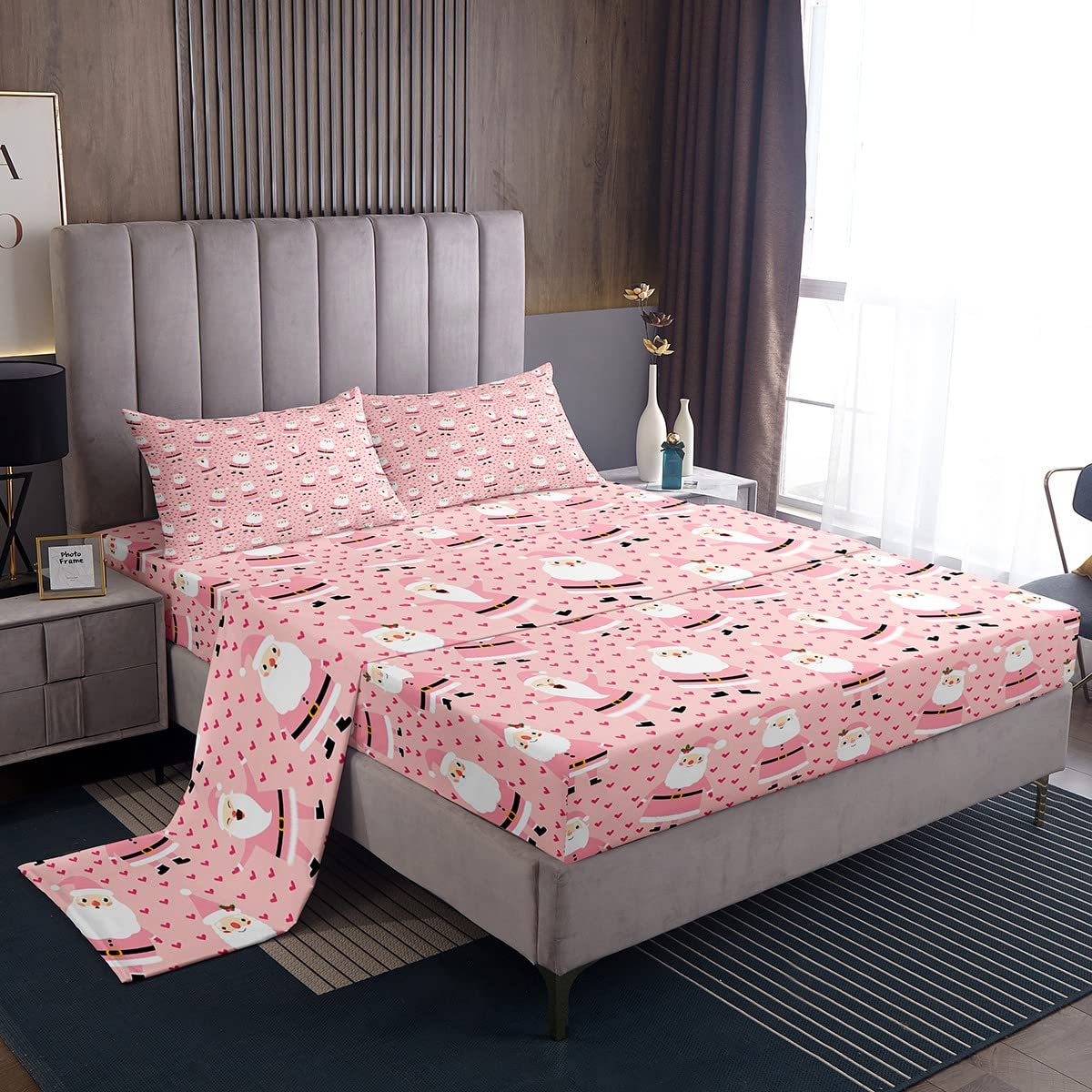Kerst lakens Cartoon Sneeuwman Baby Beer Bed Sheet Set Kinderen Jongens Meisjes Leuke Dier Beddengoed Set Winter Vakantie Xmas Decor Hoeslaken Slaapkamer Collectie 3 Stks King Size