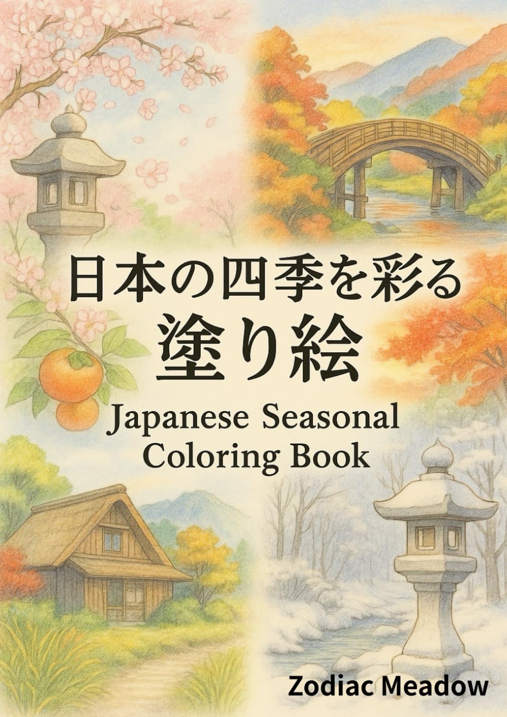 Japan Coloring Book for Adults: Four Seasons Scenic Landscapes: Relaxing Japanese Nature, Temples, Gardens, and Traditional Views for Stress Relief and Mindfulness