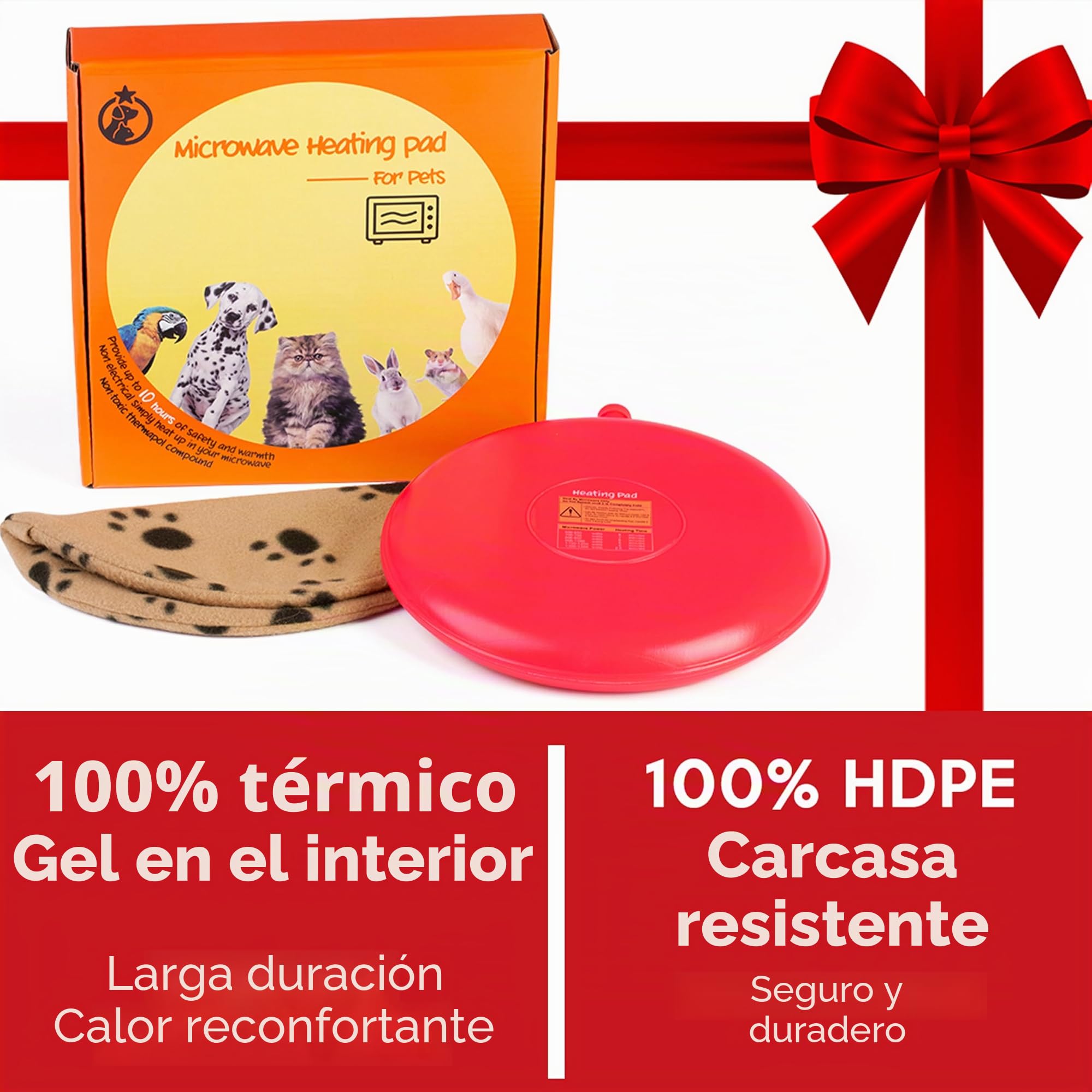 GELBESTY Almohadilla de calefacción para Mascotas para Perros y Gatos, Almohadilla de Calor para microondas con Cubierta de Forro Polar, Almohadilla térmica Interior de Gel térmico para Mascotas,
