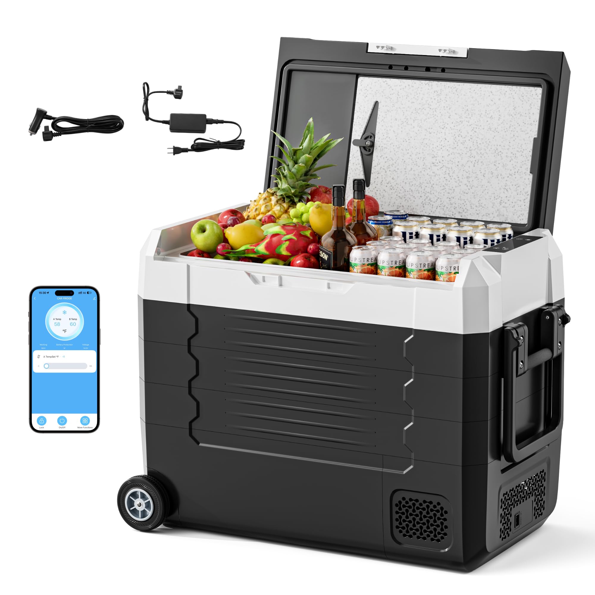 Manastin 12 Volt Refrigerator, 58QT Electric Cooler, APP Control