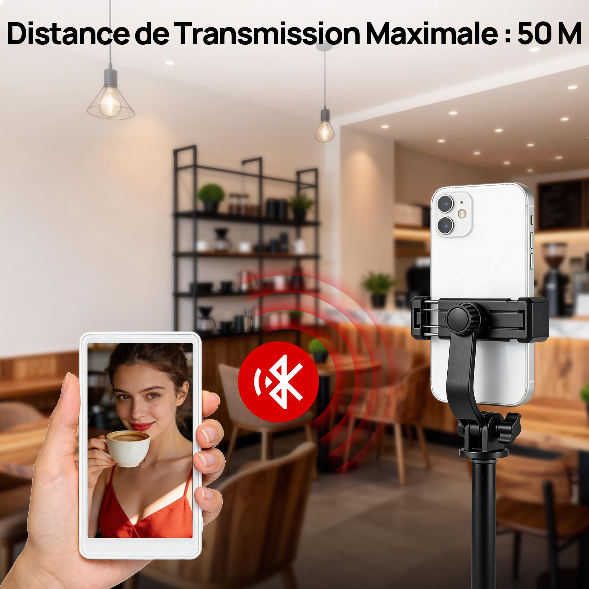 Écran Moniteur Selfie Vlog pour iPhone et Android - 4" Écran de Moniteur Magnétique sans Fil pour Caméra Arrière, avec Télécommande, Youtube, TikTok, Live Streaming Accessoire