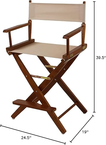 Miniatura 6 de American Trails Mission - Silla de directores de lona natural con marco de roble de 24 pulgadas de alto, altura de mostrador