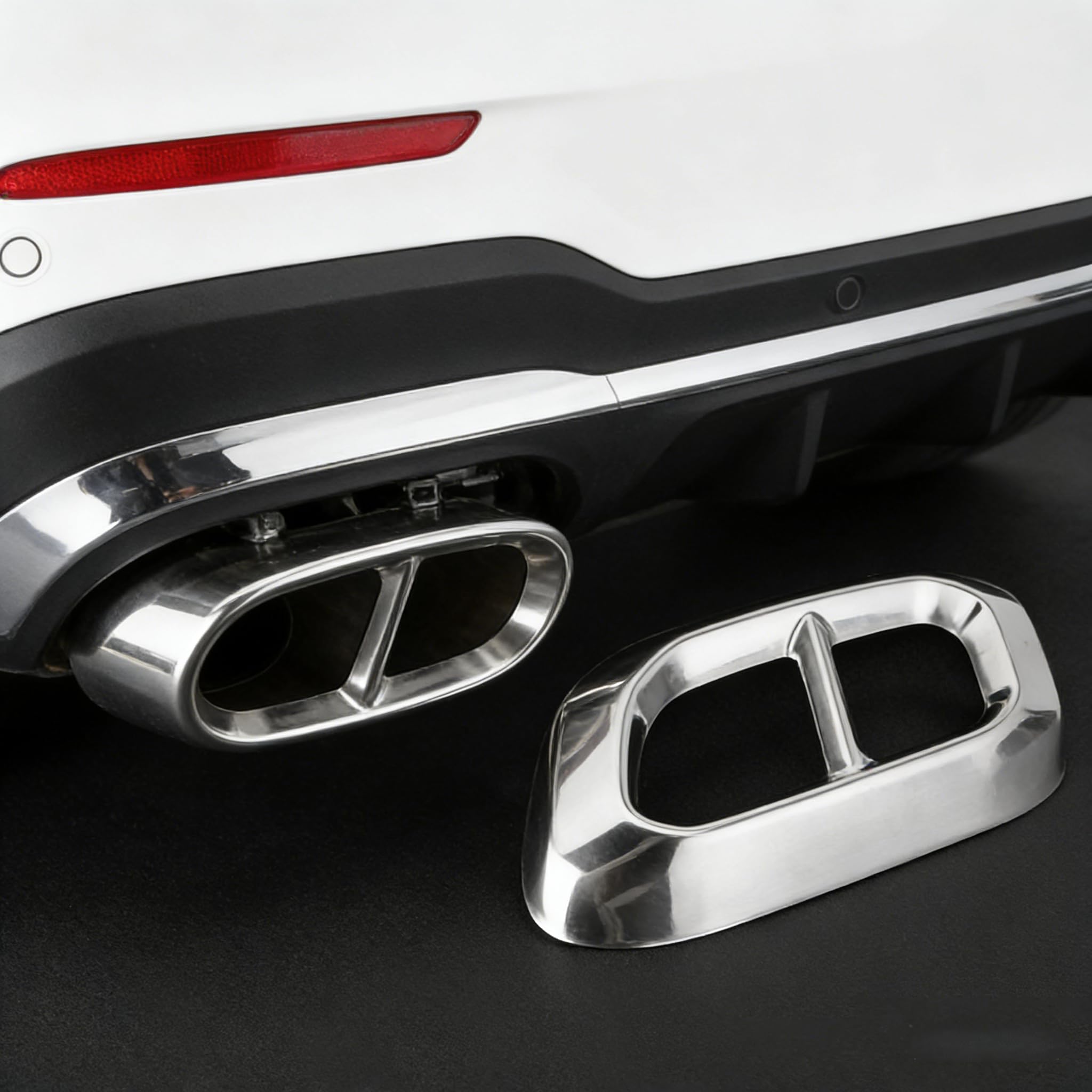 2 pezzi di copertura del tubo di scarico in acciaio, rivestimento del tubo di scarico premium, copertura del cilindro del paraurti posteriore, decorazione della copertura per Mercedes-GLC GLE GLS W167