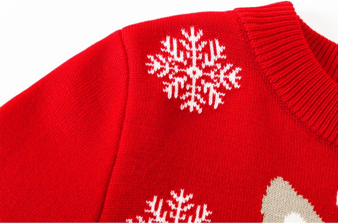 Girl Ugly Christmas Sweater - Boy Double Layer Knitted Reindeer Holiday Xmas Pullover Sweater Kids 2-9 Years Old - Image 7