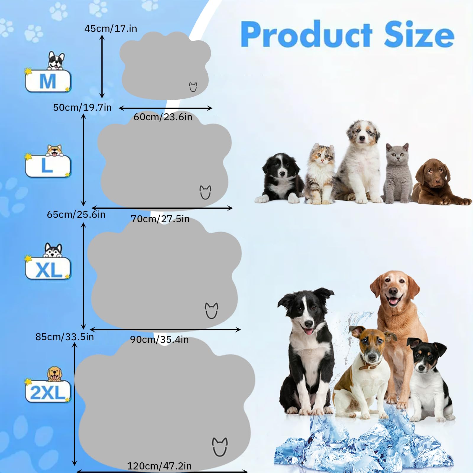 Tappetino Refrigerante Cane, Tappeto Rinfrescante per Cani in Seta di Ghiaccio Non Tossico, Materassino Raffreddamento per Animali Domestici dell'Estate,Beige,33.5x47.2in