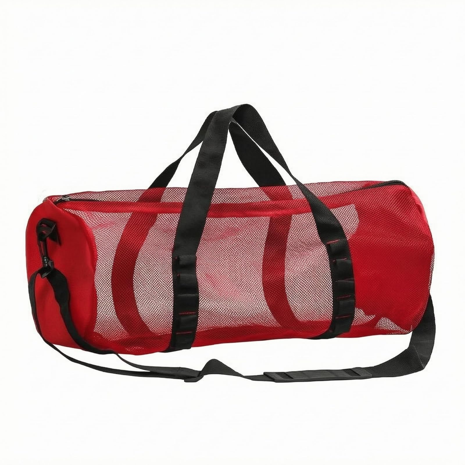 URJIX™ Zippered Mesh Duffel Bag Adjustable Shoulder Strap Red | Closure Carry Options Attachment Size Red-image-19