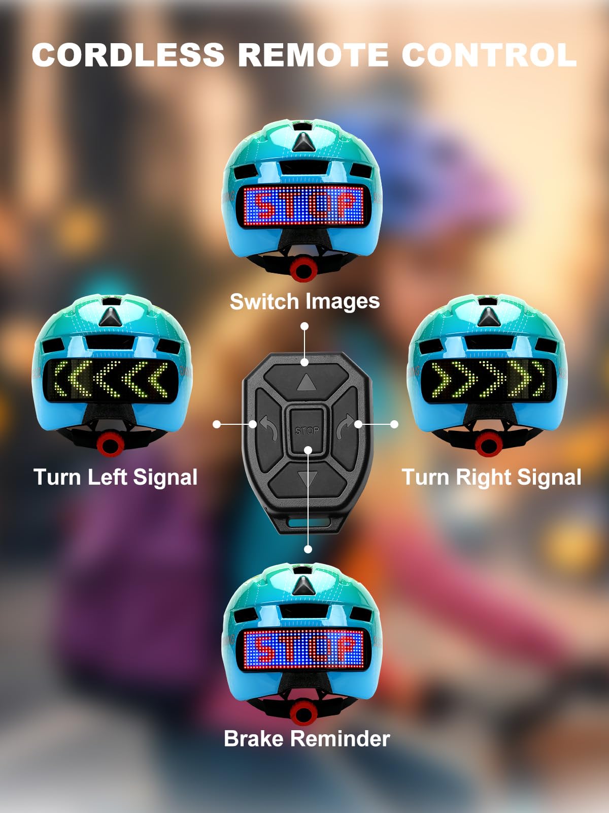 Casco da bici per bambini con display a LED con indicatori di direzione, casco da bici con controller wireless, fodera in EPS | parasole rimovibile caschi leggeri per adolescenti