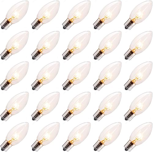 Brightown Bombillas LED de plástico C9 de repuesto, color blanco cálido, paquete de 5