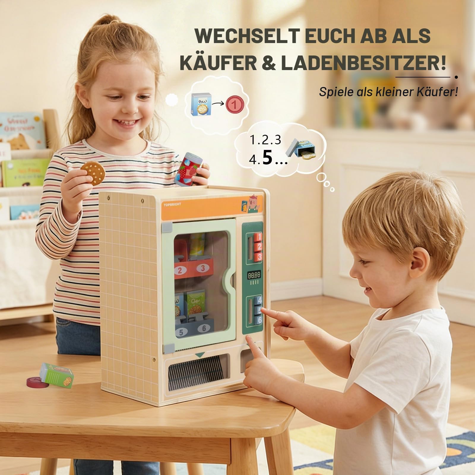 TOP BRIGHT Verkaufsautomat ab 3 Jahre, Spielautomat Kinder Küchenset