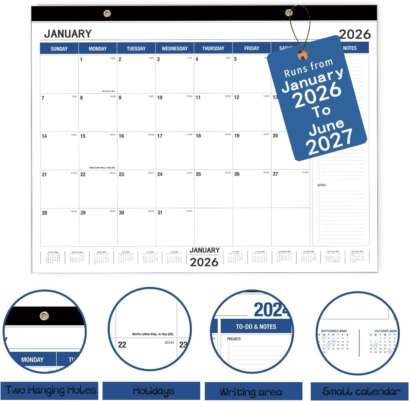 Amazon.co.jp: 大型壁掛けカレンダー2024-2025、デスクカレンダー21.96