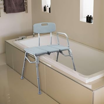 Transfer Bench Shower Chair for Bathtub, Case of 2 - Adjustable and Lightweight Aluminum Frame with Seat Drainage Holes - Shower Benches for Seniors with 400 lb Weight Capacity