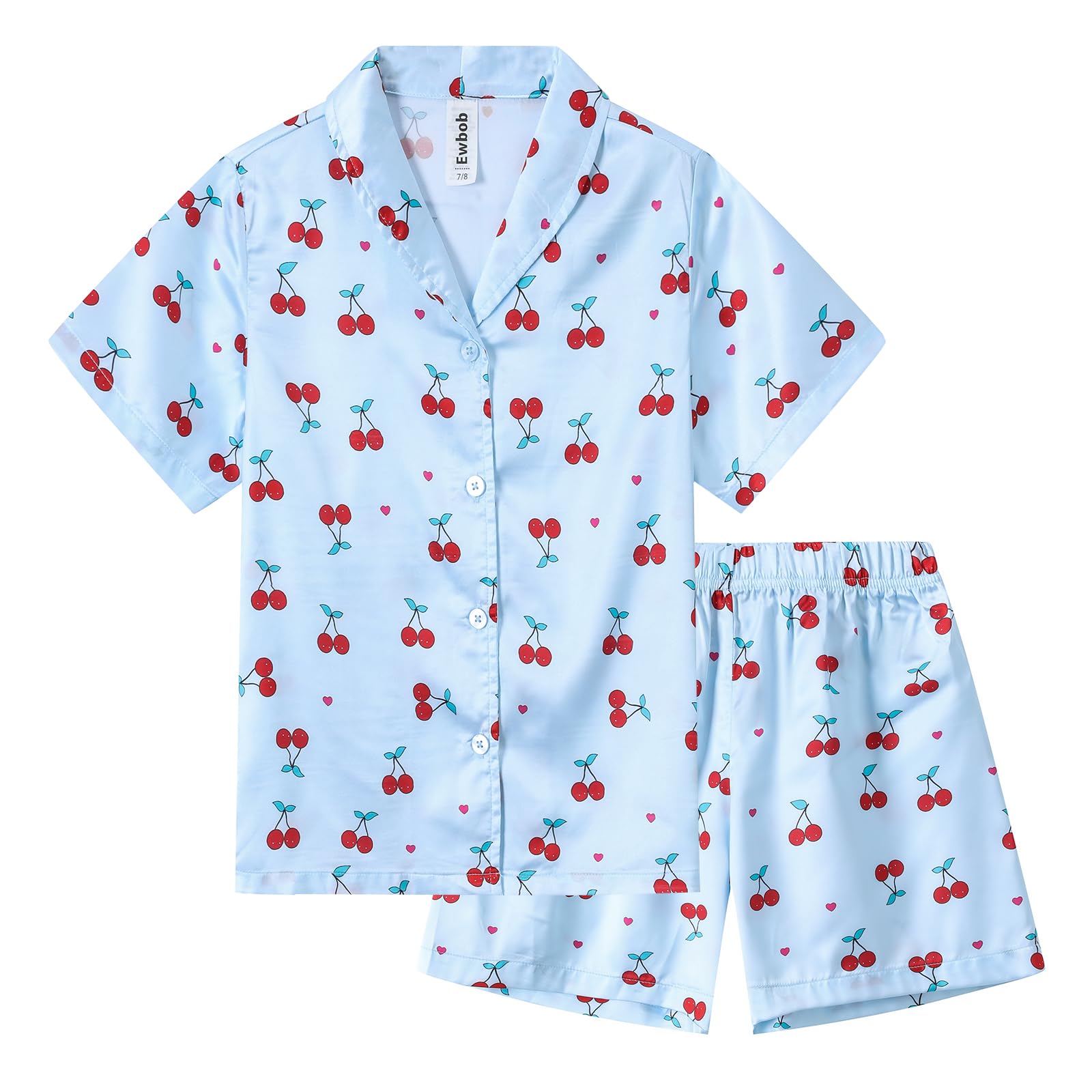 Ensemble de Pyjama Girls, Pyjama en Satin Confortable pour Enfants, pour Un Cadeau ou Une Surprise de Noël 5-14 Ans
