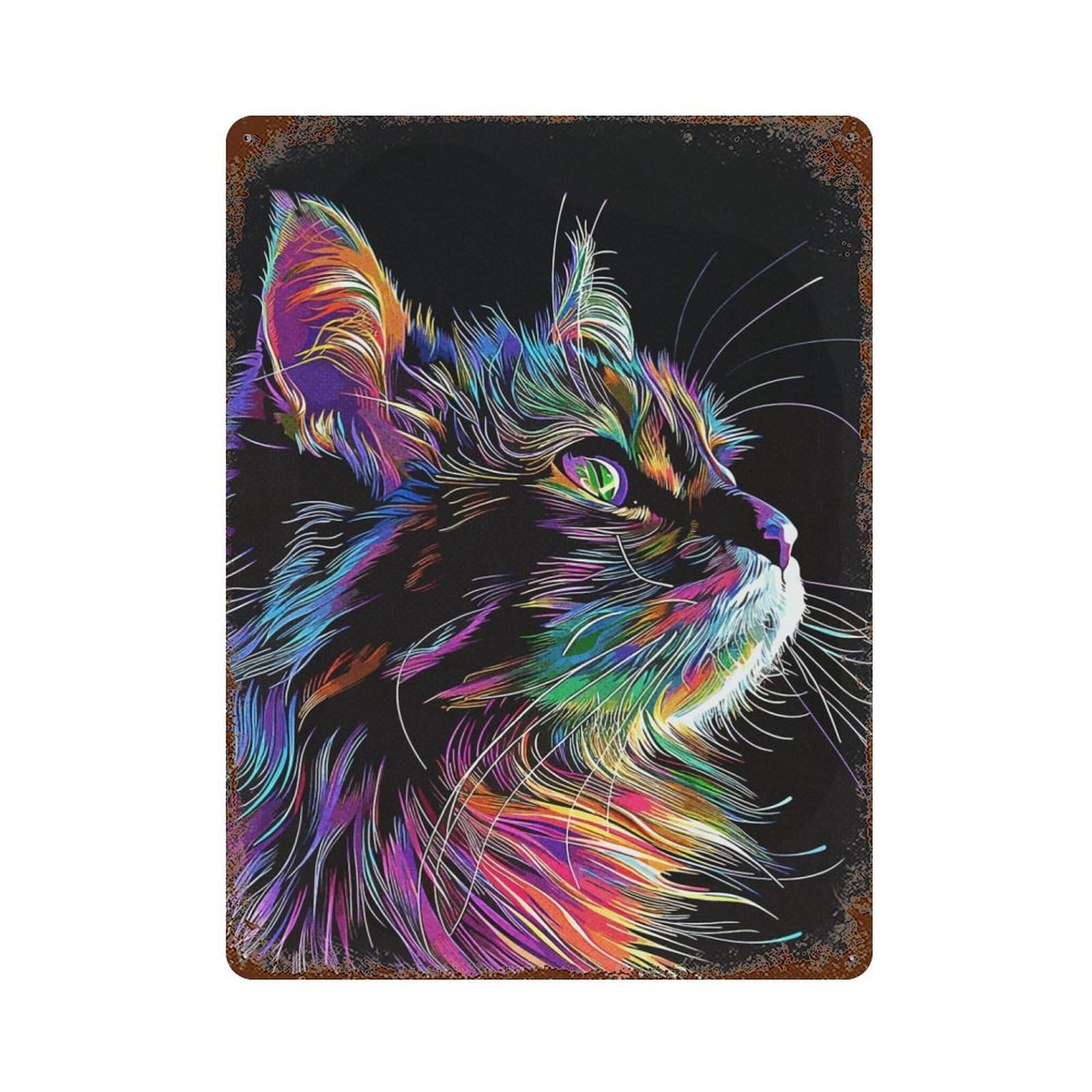 Artistic Cats Decorative Tin Sign 15.7"x11.8", Farmhouse Wall Decor for Living Room, Hallway And Home Decor