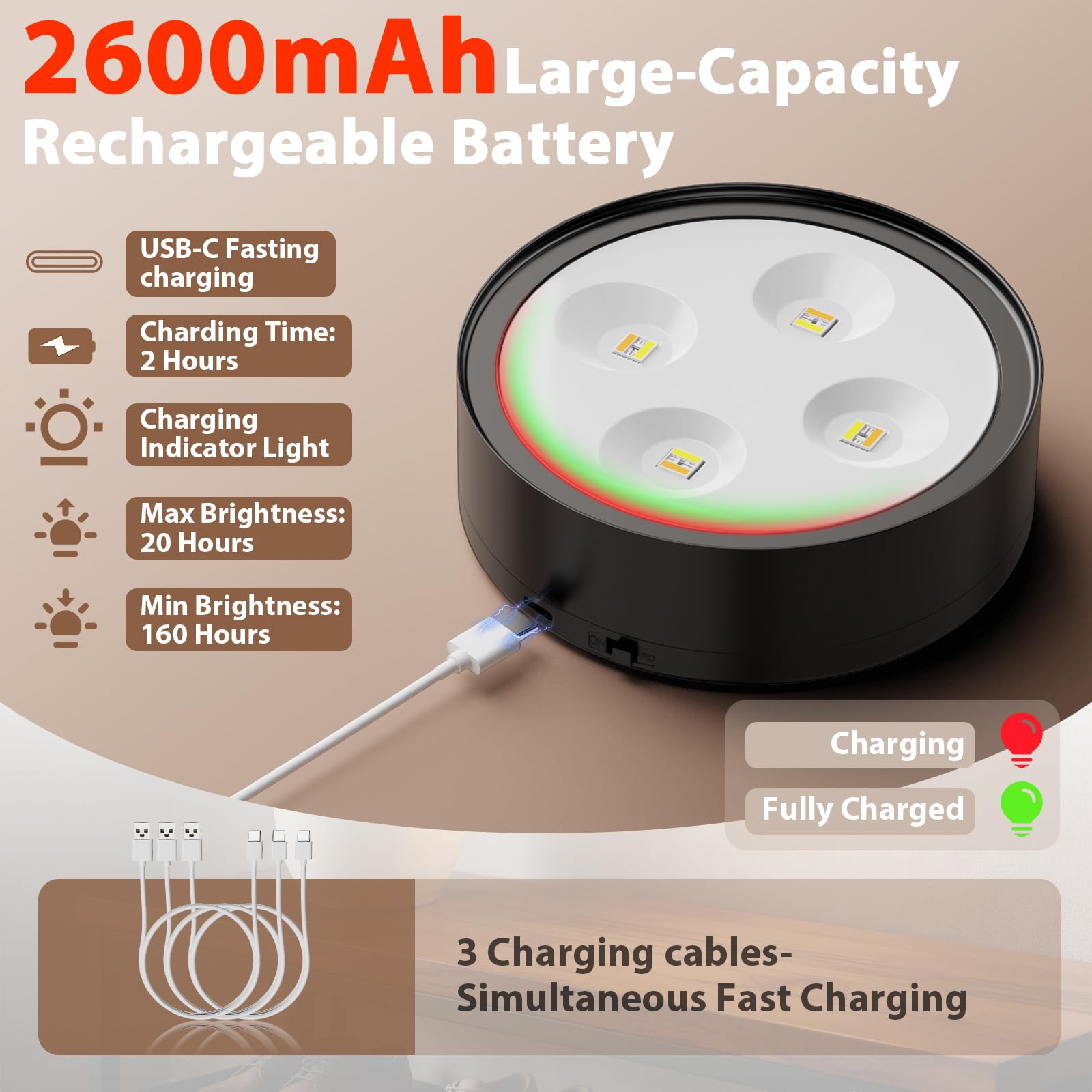 Aplique Luz para Cuadros sin Cable, 13 RGB Luces LED Magnéticas Inalámbricas Recargables, 3PCS, 451LM, Doble Control Remoto/Modo Pulsador, Lámpara de Pared para Cuadros y Pinturas (Negro)