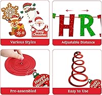 Vista 4 de jijAcraft 38 carteles de decoración navideña de Feliz Navidad, remolino colgante premontado, decoraciones de Navidad para interiores, decoración