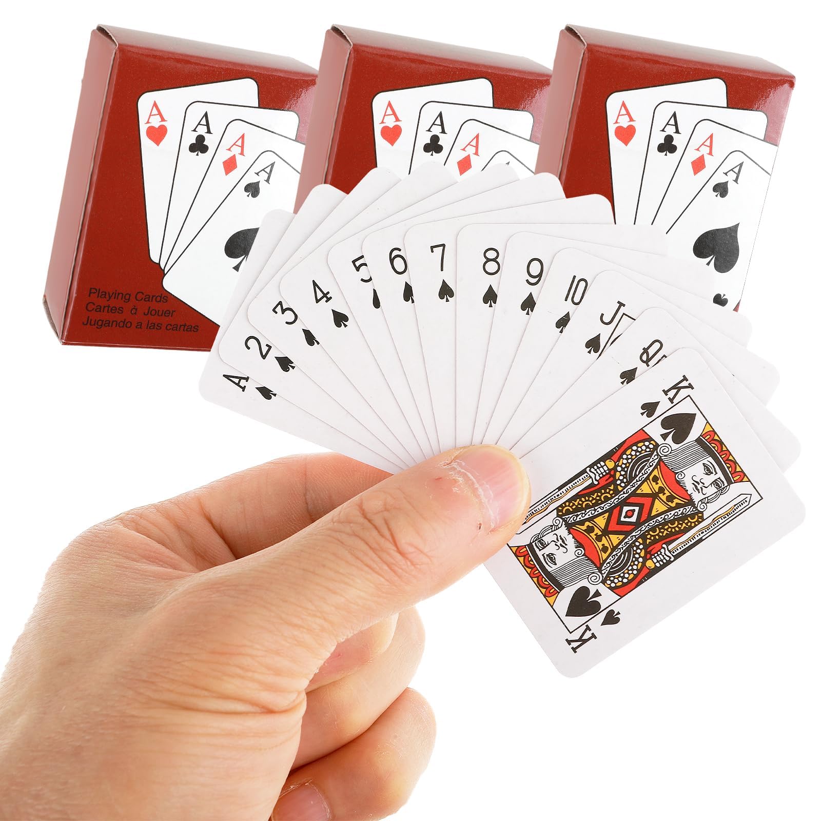 DSLSQD Mini Playing Cards, Tiny Cards - 3 Decks, Travel Poker Deck - Great Novelty Gift for Party Game Supply - 2 x 1.5 Inch (Red)