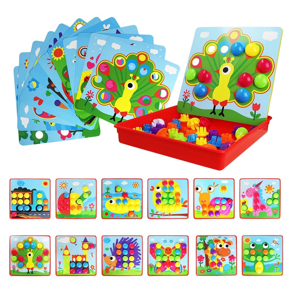 BLiSS HUES Button Art Toy for Toddlers, 46 Buttons and 12 Pictures, Toddler Activities Crafts, Early Learning Educational Mosaic Pegboard, Color Matching (B0D426VS2V) Amazon Price History, Amazon Price Tracker