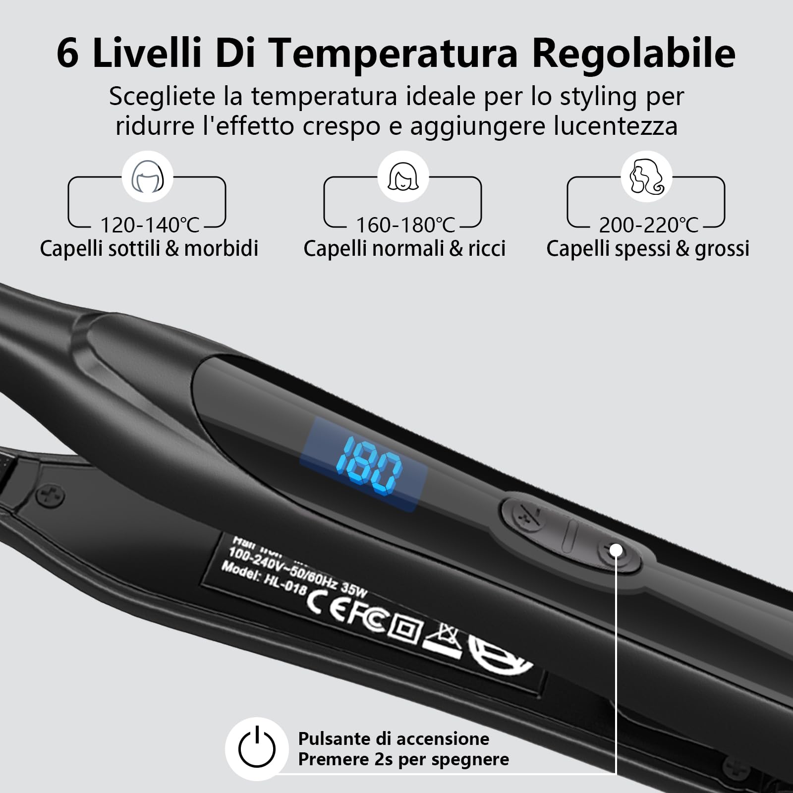 DSHOW Mini Piastra Per Capelli, Professionale Piastra Matita per Capelli Corti, Barba e Frangia, piastra lisciante per tutti i tipi di capelli, Temperatura Regolabile