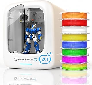 KI-gestützter 3D-Drucker, 3D-Drucker mit 8 PLA-Filament-Set, KI Design-App, umfangreiche Sammlung an 3D-Kreativvorlagen, mit 16+ Mini-3D-Designmodulen, App&WiFi-Steuerung,vollständig geschlossene