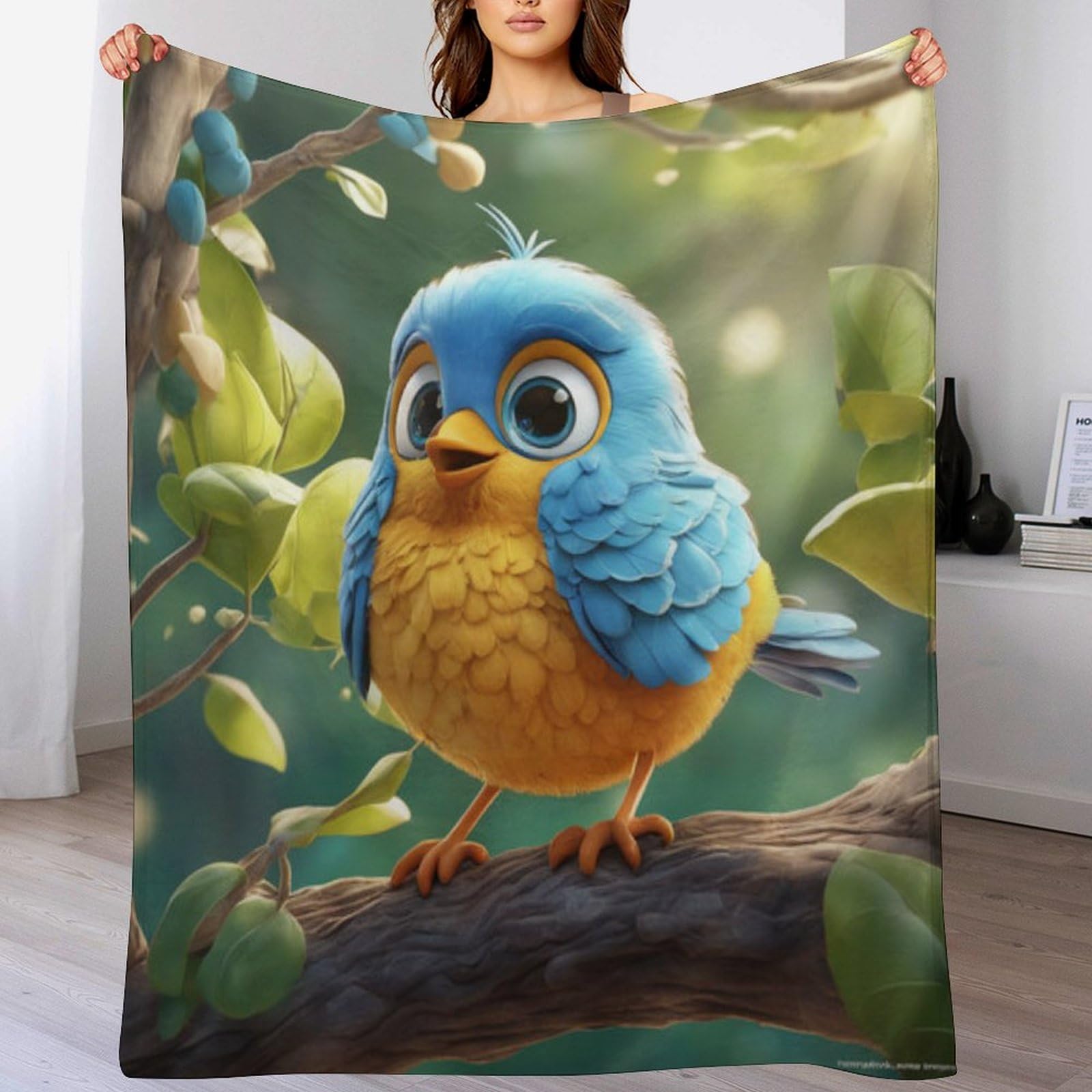 Couverture oiseau mignon un nid douillet et chaud pour le lit
