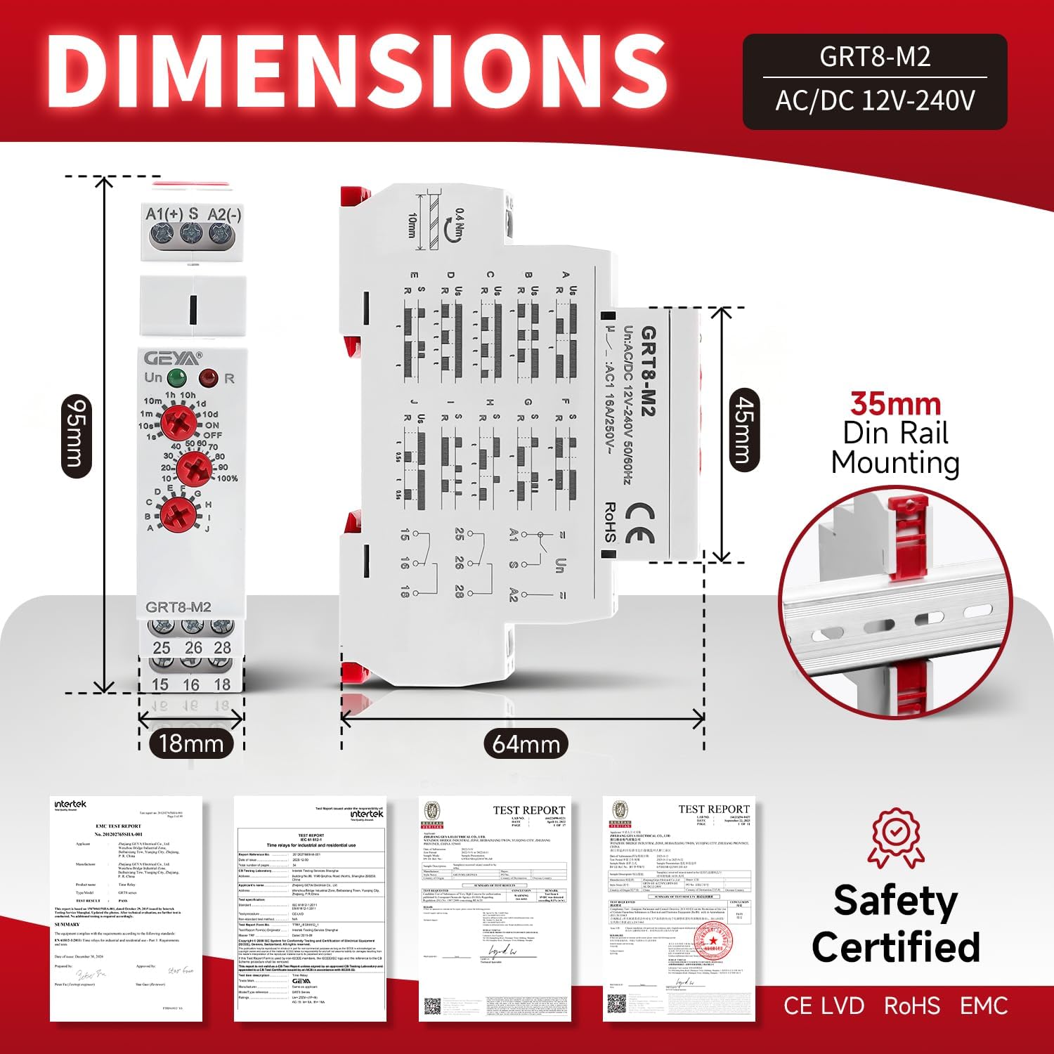 16A Multifunction Time Relay with 10 Function Choices AC/DC12V-240V Relay(GRT8-M2,AC/DC12V~240V)