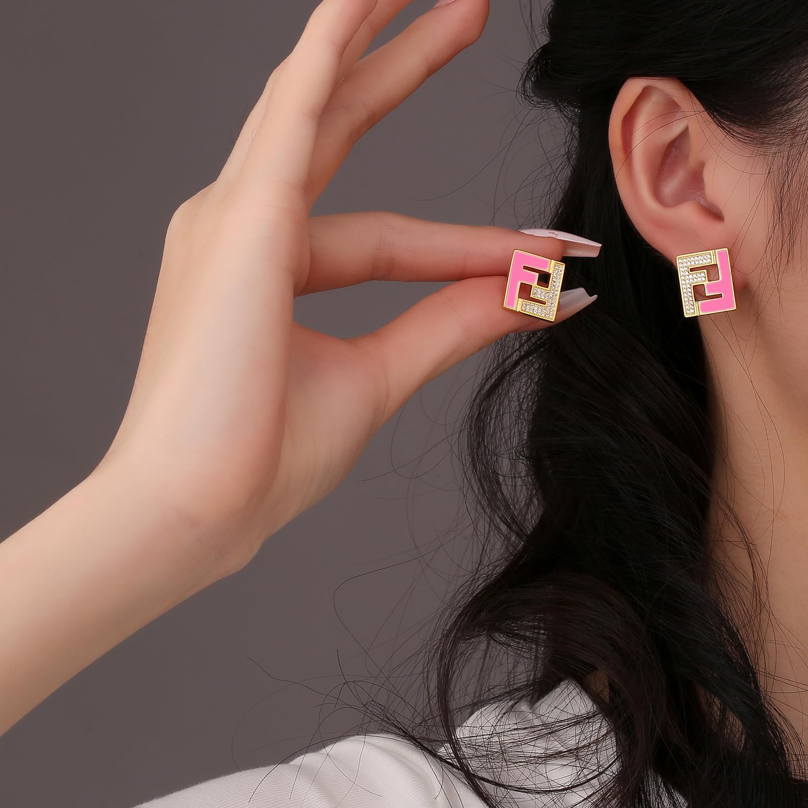 Elegant 18K Gold Your Style with these Chic Letter F Earrings - Choose Your Favorite Ear Stud for a Comfortable and Fashionable Fit, Perfect for Adding a Personal Touch to Your Casual Outfits