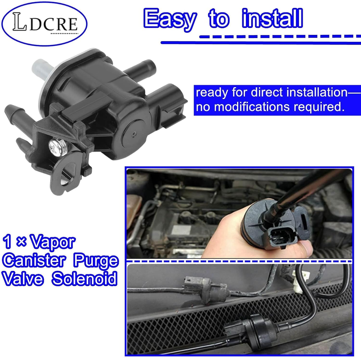 Vapor Canister Purge Valve Solenoid - Replaces 911-490, 258600V020, 2586028140 - Compatible with Toyota RAV4 2006-2012, Mazda 3/CX-7 2010-2012, MX-5 Miata 2009-2015 & Scion tC 2006-2010