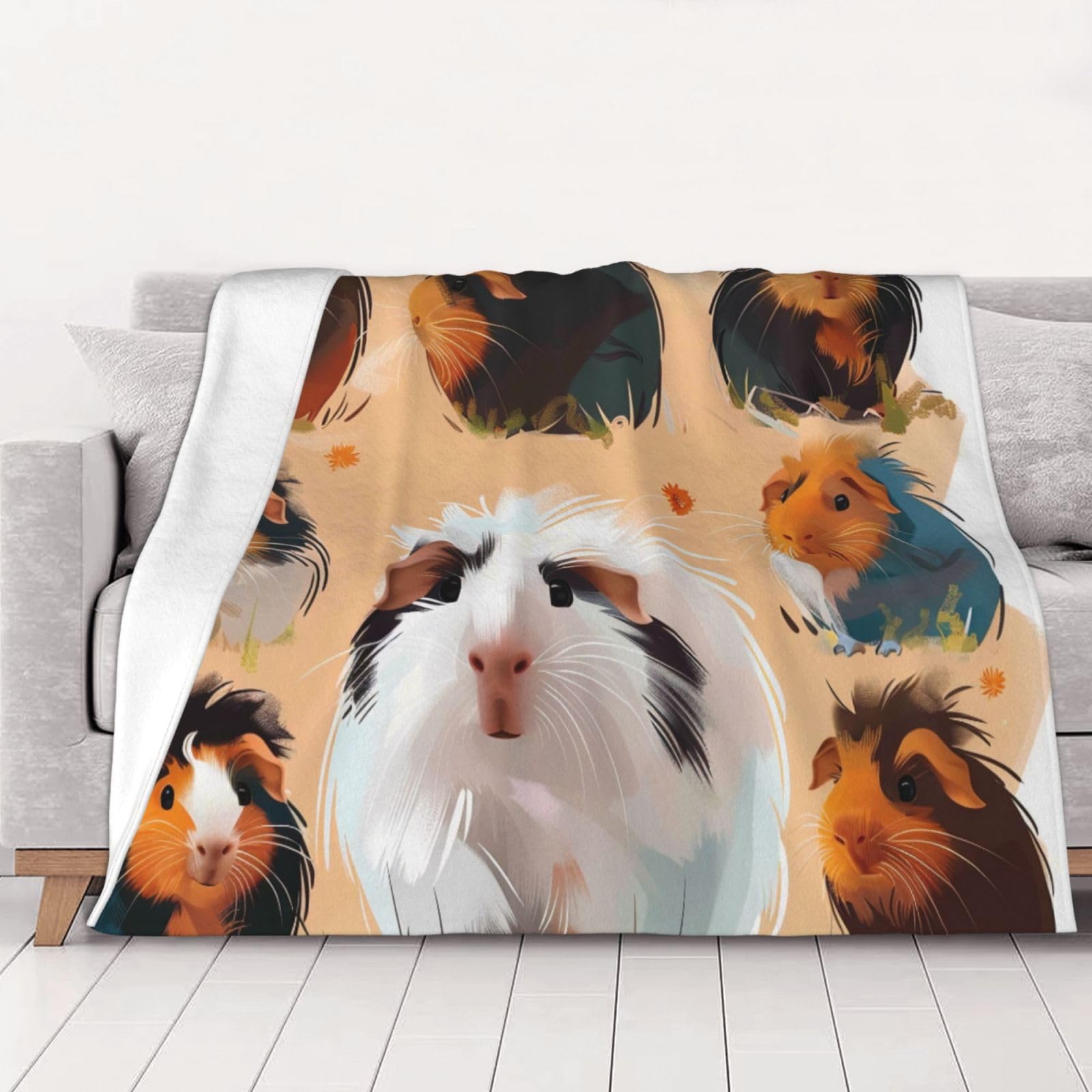 AUBKFELD Cobaye Printed Flannel Blanket 200x150 CM, Soft & Warm Throw Blanket for Sofa/Couch/Bed/Car, Gifts for Audlts Women Men